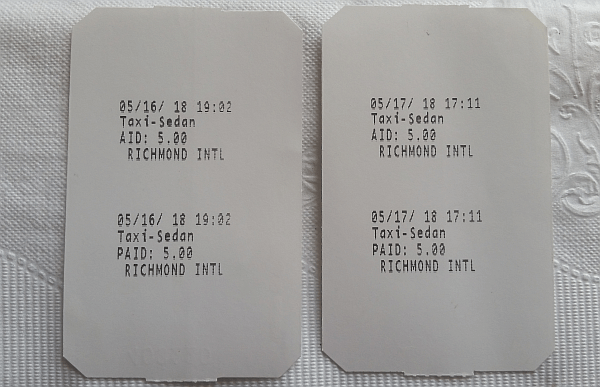 Richmond Airport access fee receipt image of richmond airport taxi access fee receipt