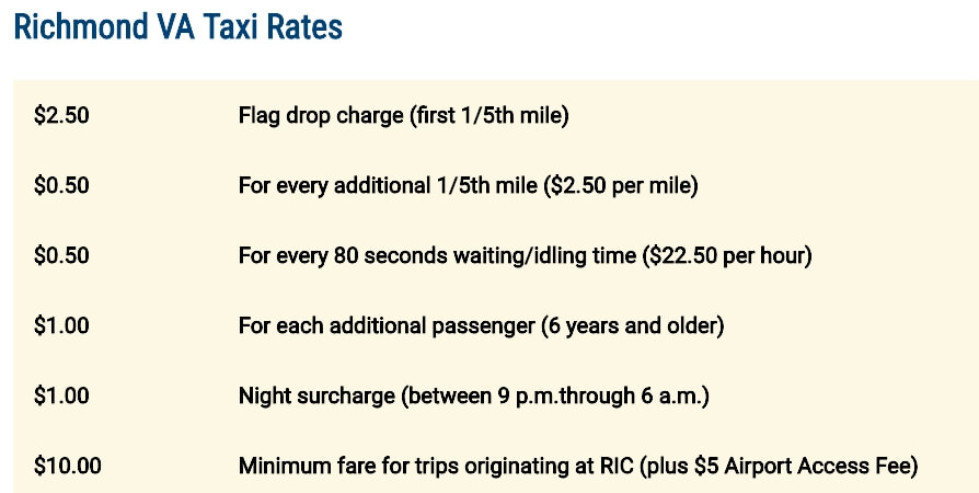 image of richmond va taxi rates